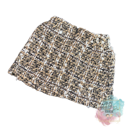 Tweed Skirt with Pearl Detail