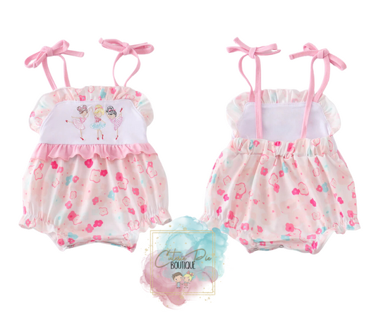 🎀 Ballerina Embroidered Bubble Romper