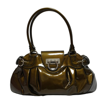 Ferragamo | Marisa Gancini Shoulder Bag | Olive Brown Patent Leather
