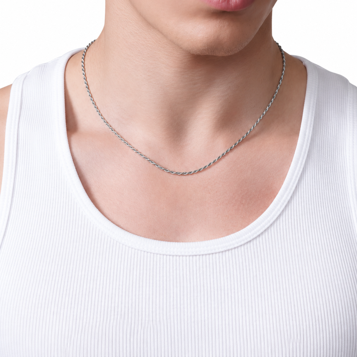 Rope Chain Necklace | 1.1MM | Rhodium-Plated Sterling Silver