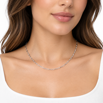 Paperclip Chain Necklace | 2.8MM | Rhodium-Plated Sterling Silver