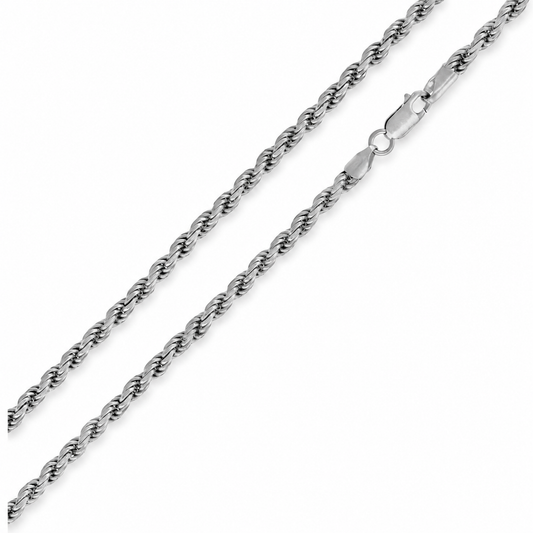 Rope Chain Necklace | 1.1MM | Rhodium-Plated Sterling Silver
