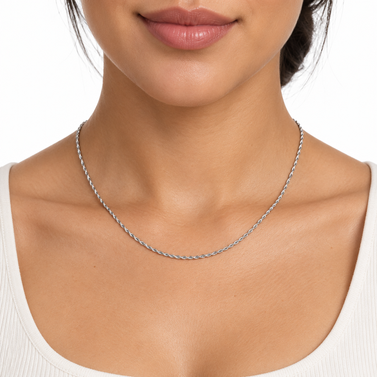 Rope Chain Necklace | 1.1MM | Rhodium-Plated Sterling Silver