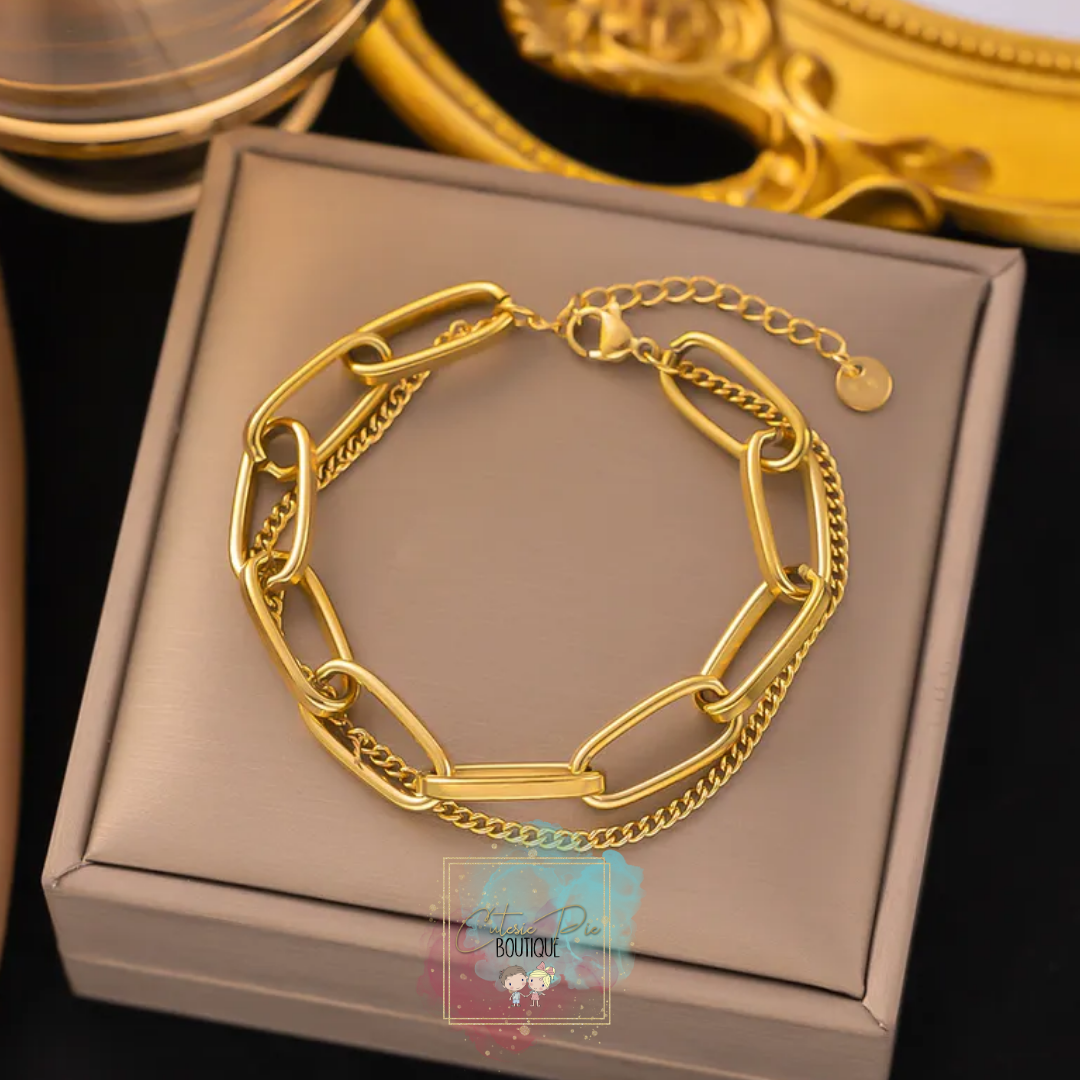 Double Layer Chain Bracelet - Stainless Steel Plated