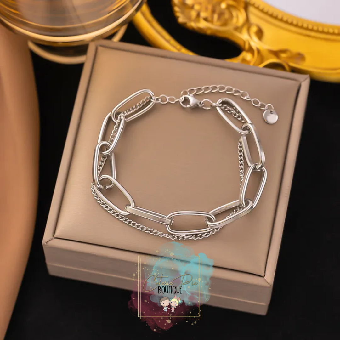 Double Layer Chain Bracelet - Stainless Steel Plated