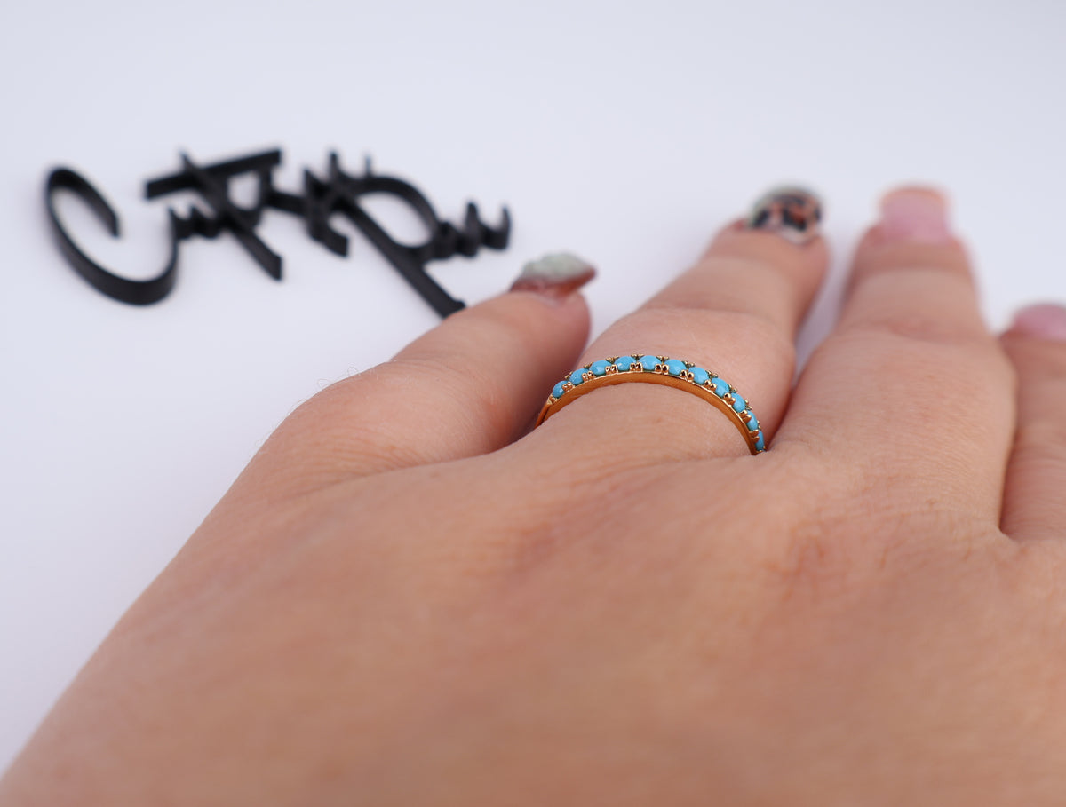 Turquoise CZ Band Ring | 2.5MM | 14K Gold-Filled