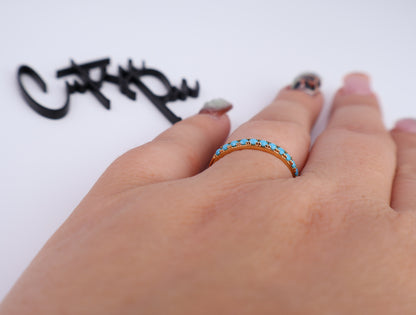 Turquoise CZ Band Ring | 2.5MM | 14K Gold-Filled