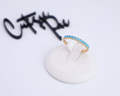 Turquoise CZ Band Ring | 2.5MM | 14K Gold-Filled
