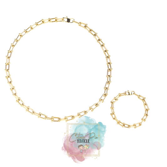 GOLD GRAD Jewelry in Stainless Gold Plated - Bracelet / Necklace / SET