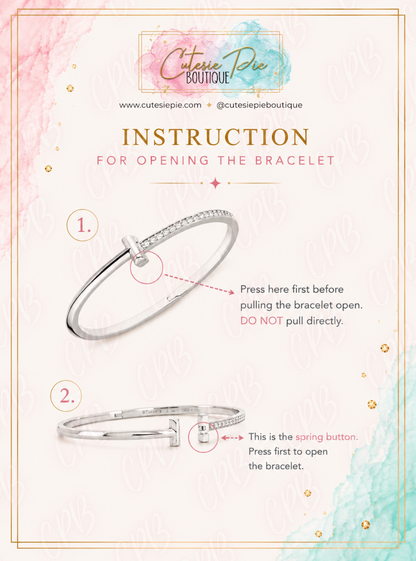 Premium T Bangle Bracelet | 3MM Half Pavé CZ | 18K Gold PVD | Hidden Hinge Closure