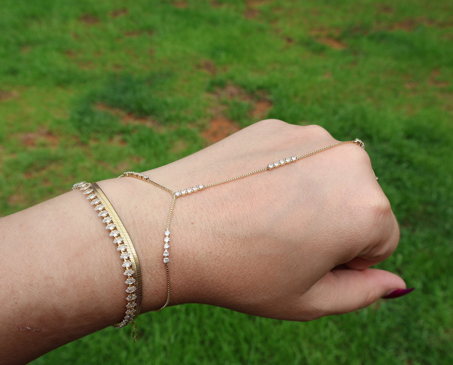 Olivia CZ Hand Chain | 18K Gold Filled