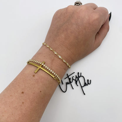CZ Round Bezel Bracelet | 18K Gold Filled