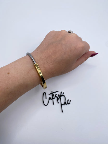 Twist Lock Bangle Bracelet | 18K Gold PVD, Rose Gold PVD or Steel | 304 Stainless Steel