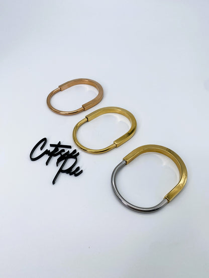 Twist Lock Bangle Bracelet | 18K Gold PVD, Rose Gold PVD or Steel | 304 Stainless Steel