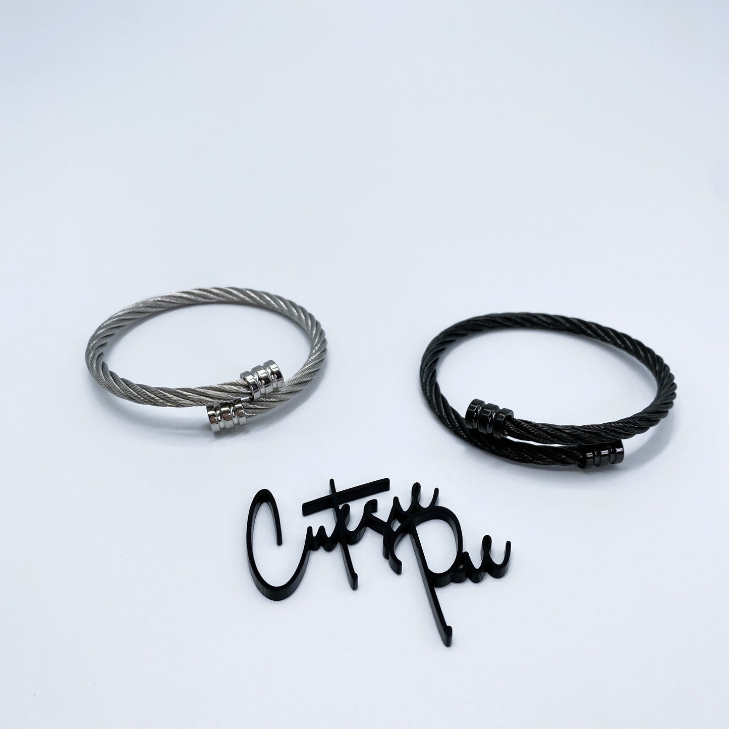 Cable Twist Open Cuff Bracelet | Steel, Black, Gold or Rose Gold | 304 Stainless Steel