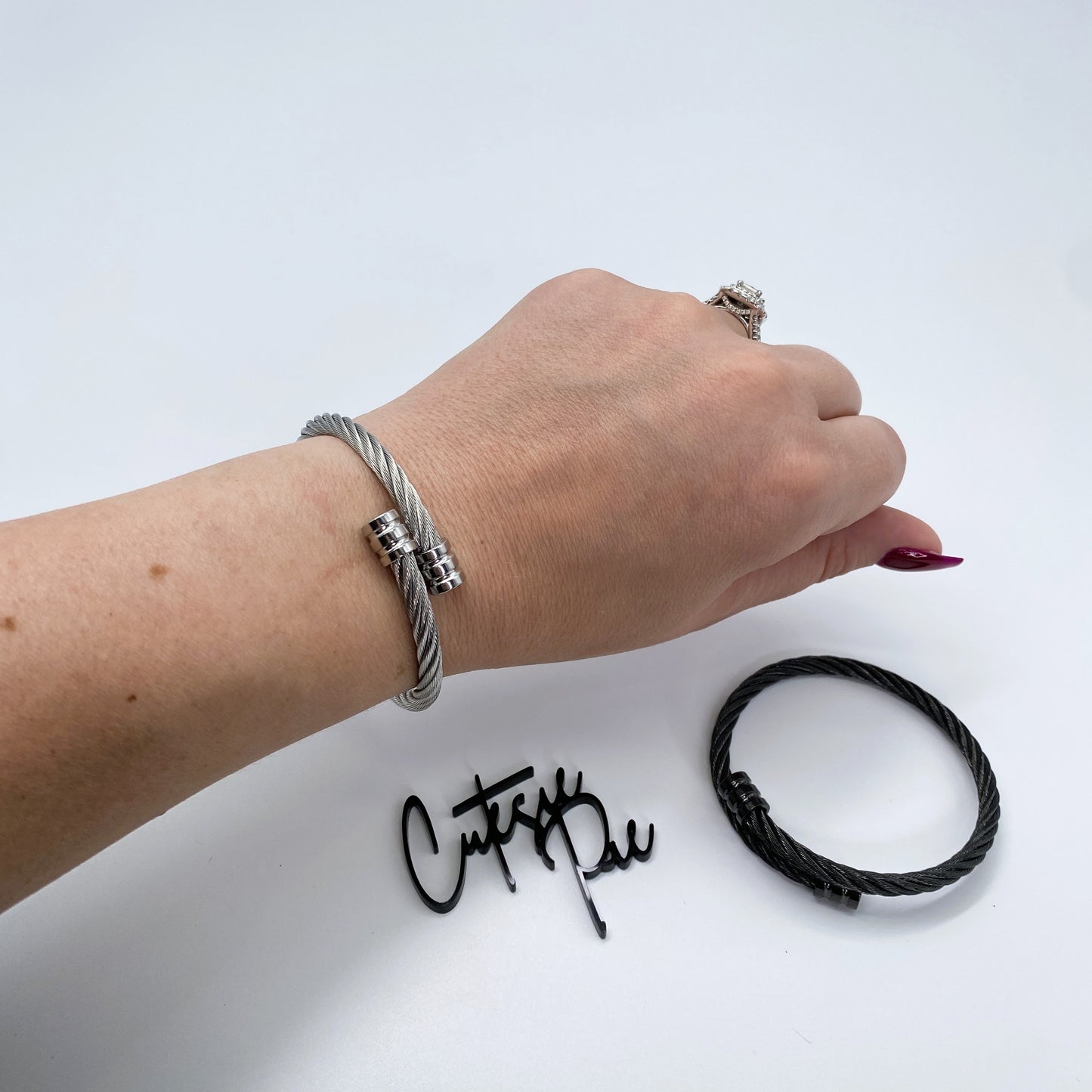 Cable Twist Open Cuff Bracelet | Steel, Black, Gold or Rose Gold | 304 Stainless Steel