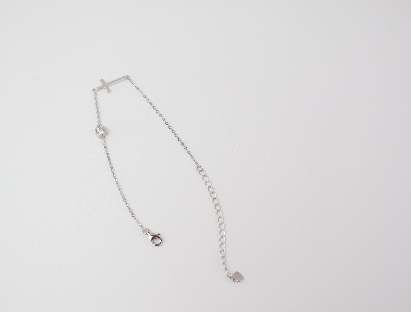 Moissanite Station Cross Bracelet | 4MM | 0.3CT | 950 Platinum-Plated Sterling Silver | Certificate Included