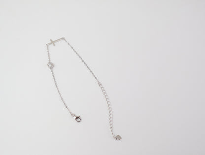 Moissanite Station Cross Bracelet | 4MM | 0.3CT | 950 Platinum-Plated Sterling Silver | Certificate Included