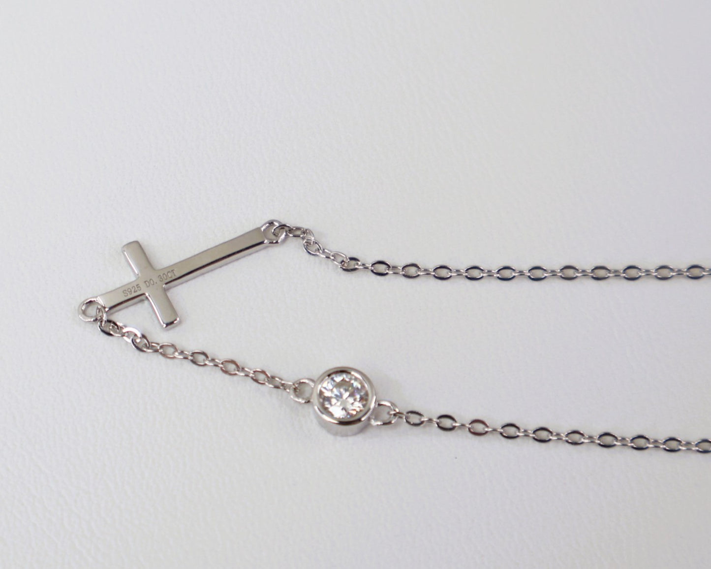 Moissanite Station Cross Bracelet | 4MM | 0.3CT | 950 Platinum-Plated Sterling Silver | Certificate Included