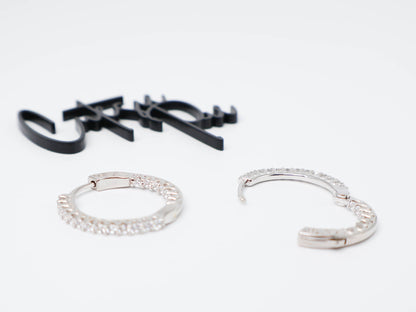 CZ Inside Out Hoop Earrings | 25MM | Rhodium-Plated Sterling Silver