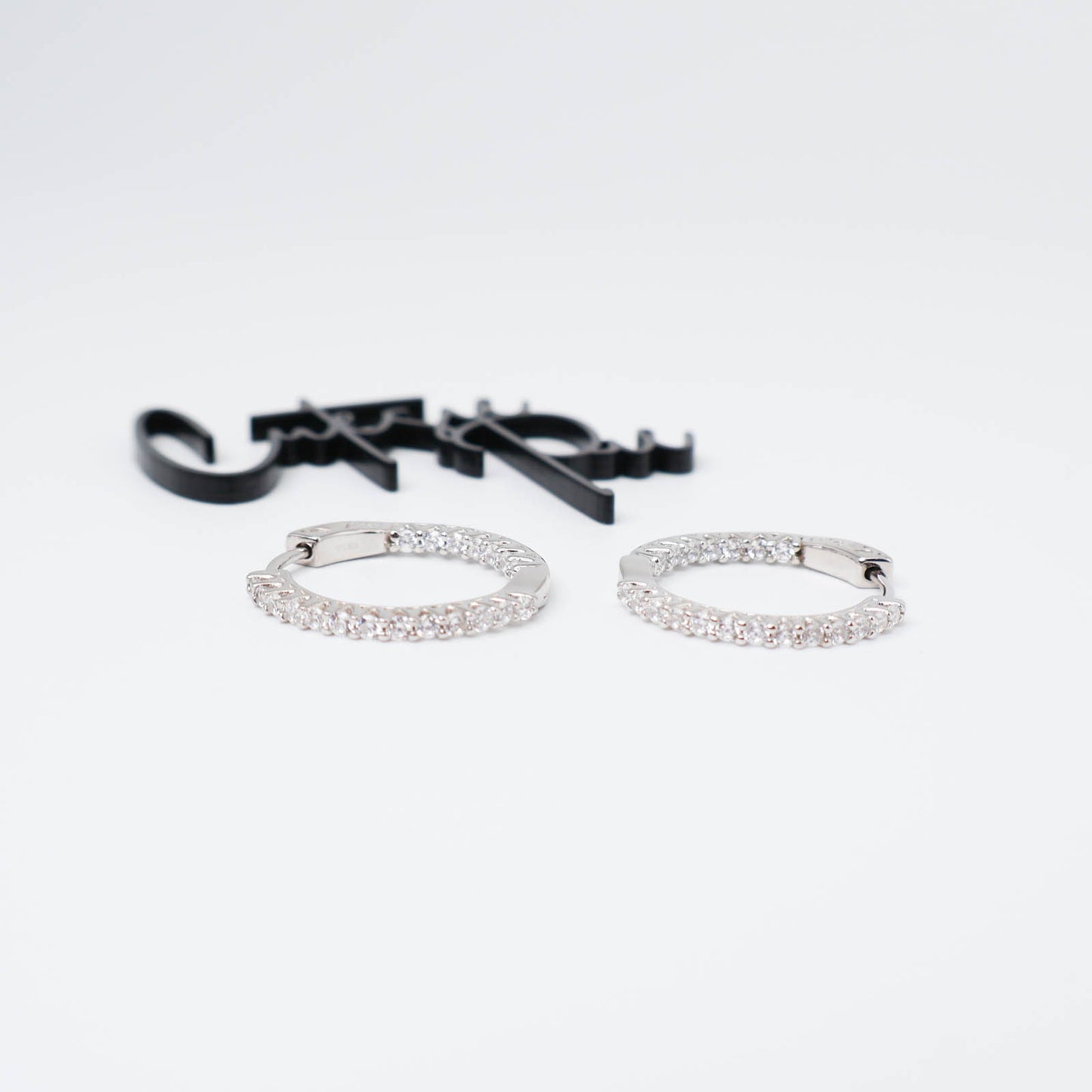 CZ Inside Out Hoop Earrings | 25MM | Rhodium-Plated Sterling Silver