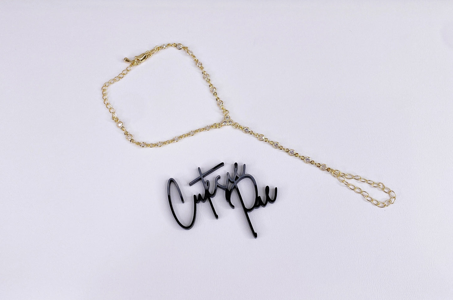 Round Bezel CZ Hand Chain | 18K Gold Filled