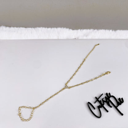 Round Bezel CZ Hand Chain | 18K Gold Filled