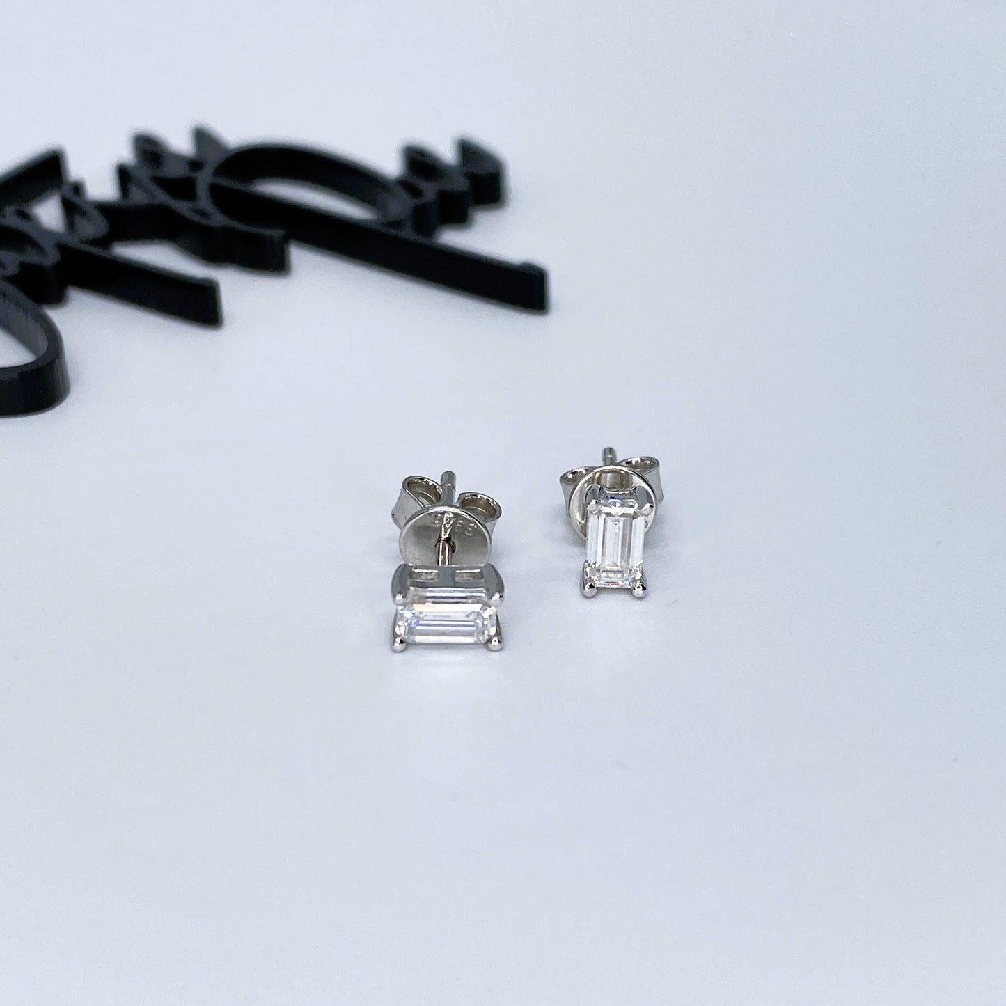 Moissanite Emerald Stud Earrings | 3×5MM | 0.5CT Each (1.0CT Total) | 950 Platinum-Plated Sterling Silver | Certificate Included