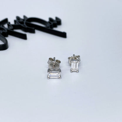 Moissanite Emerald Stud Earrings | 3×5MM | 0.5CT Each (1.0CT Total) | 950 Platinum-Plated Sterling Silver | Certificate Included