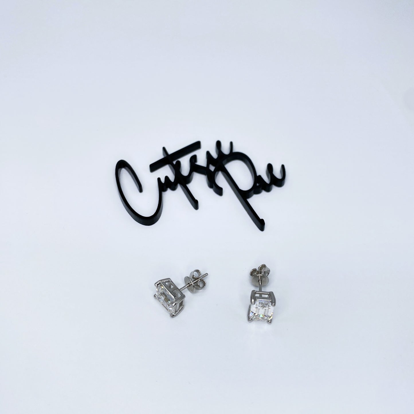 Moissanite Emerald Stud Earrings | 6x8MM | 2.0CT Each (4.0CT TOTAL) | 950 Platinum-Plated Sterling Silver | Certificate Included