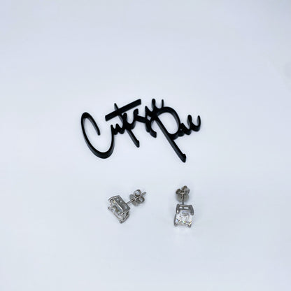 Moissanite Emerald Stud Earrings | 6x8MM | 2.0CT Each (4.0CT TOTAL) | 950 Platinum-Plated Sterling Silver | Certificate Included