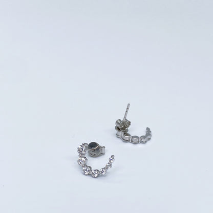 Moissanite Crescent Stud Earrings | 13×9.15MM | 18K Gold or 950 Platinum-Plated Sterling Silver | Certificate Included