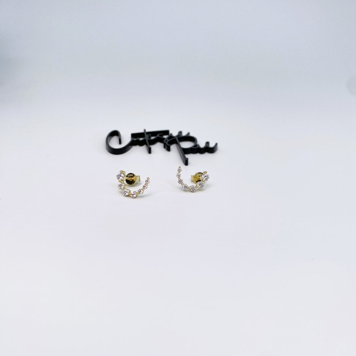 Moissanite Crescent Stud Earrings | 13×9.15MM | 18K Gold or 950 Platinum-Plated Sterling Silver | Certificate Included