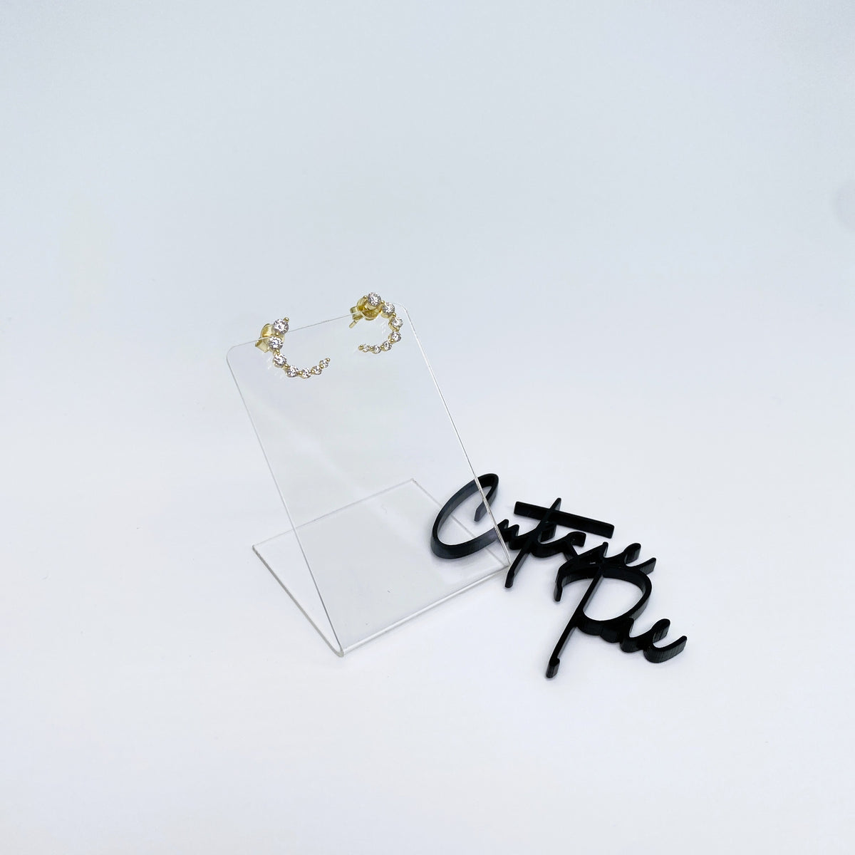 Moissanite Crescent Stud Earrings | 13×9.15MM | 18K Gold or 950 Platinum-Plated Sterling Silver | Certificate Included
