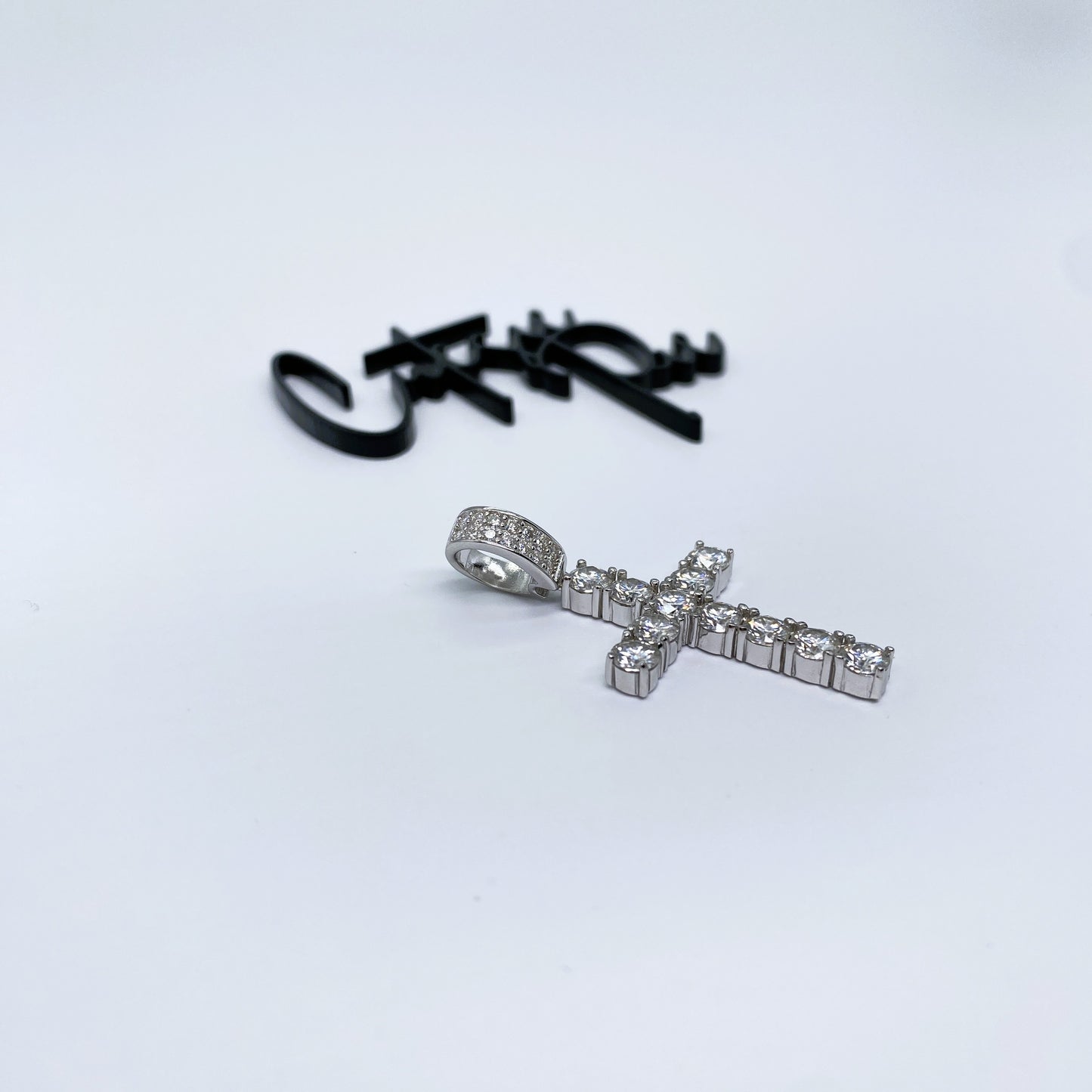 Moissanite Heritage Cross Pendant | Rhodium-Plated Sterling Silver | Certificate Included