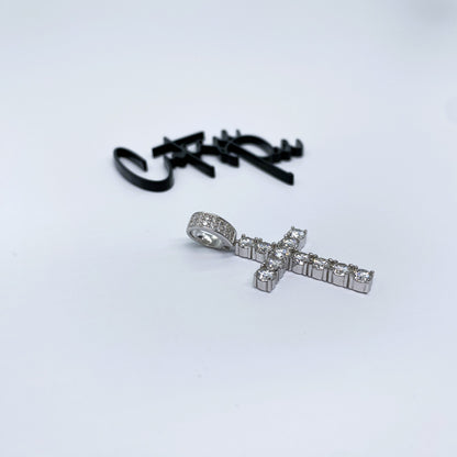 Moissanite Heritage Cross Pendant | Rhodium-Plated Sterling Silver | Certificate Included