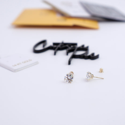 Moissanite Round Stud Earrings | 6MM (0.8CT EACH) | 14K Yellow Gold | Certificate Included