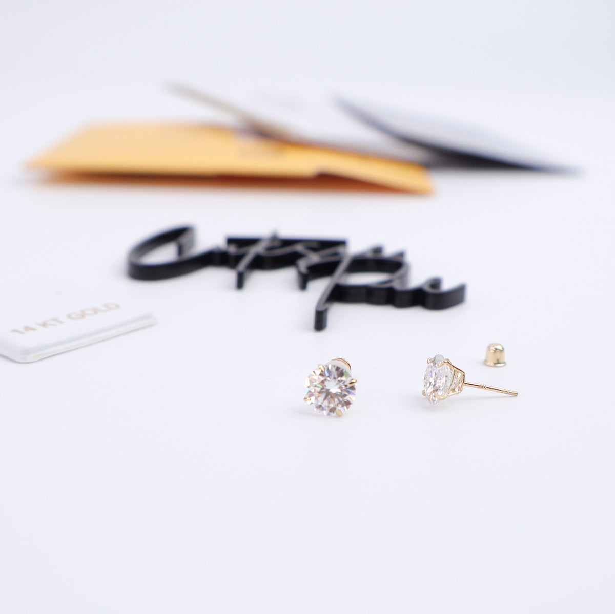 Moissanite Round Stud Earrings | 6MM (0.8CT Each) | 14K Yellow Gold | Certificate Included