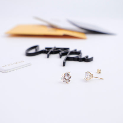 Moissanite Round Stud Earrings | 6MM (0.8CT Each) | 14K Yellow Gold | Certificate Included