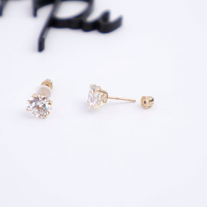 Moissanite Round Stud Earrings | 6MM (0.8CT Each) | 14K Yellow Gold | Certificate Included