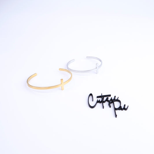4:13 Cross Cuff | 18K Gold PVD or Stee | 316L Stainless Steel