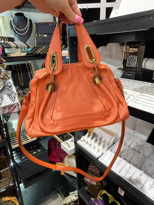 Chloé | Paraty Small Handbag | Orange Leather
