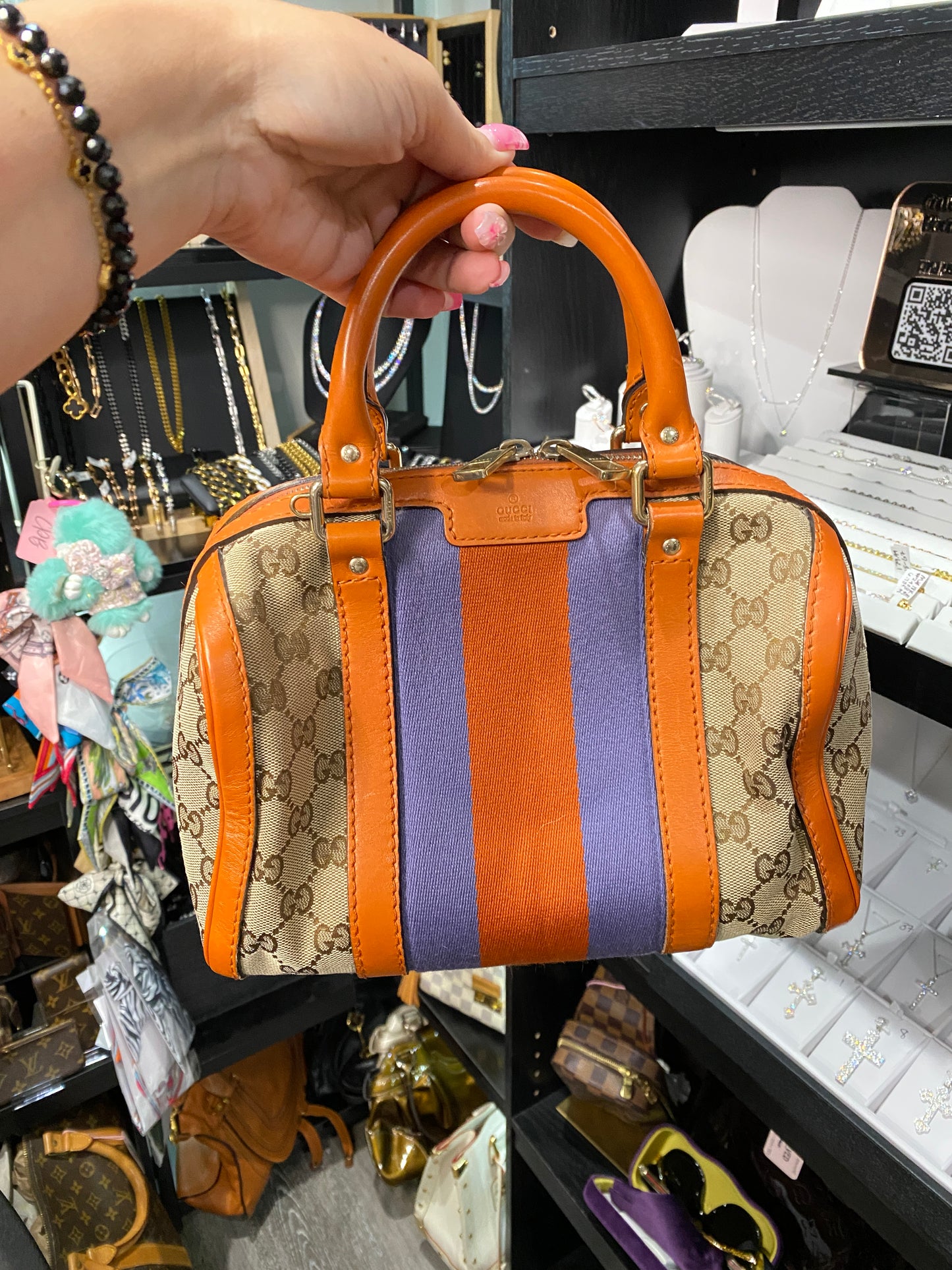 Gucci | Ophidia Boston Bag | Orange & Purple