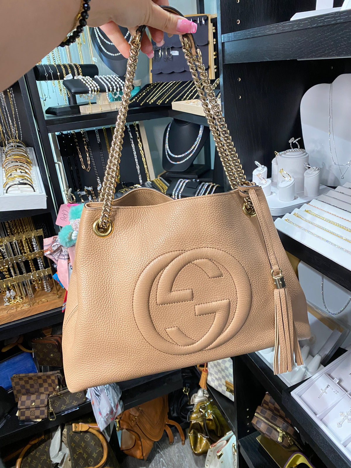 Gucci | Soho Medium Chain Tote | Tan Leather