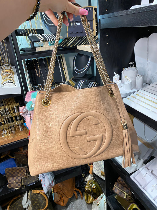 Gucci | Soho Medium Chain Tote | Tan Leather