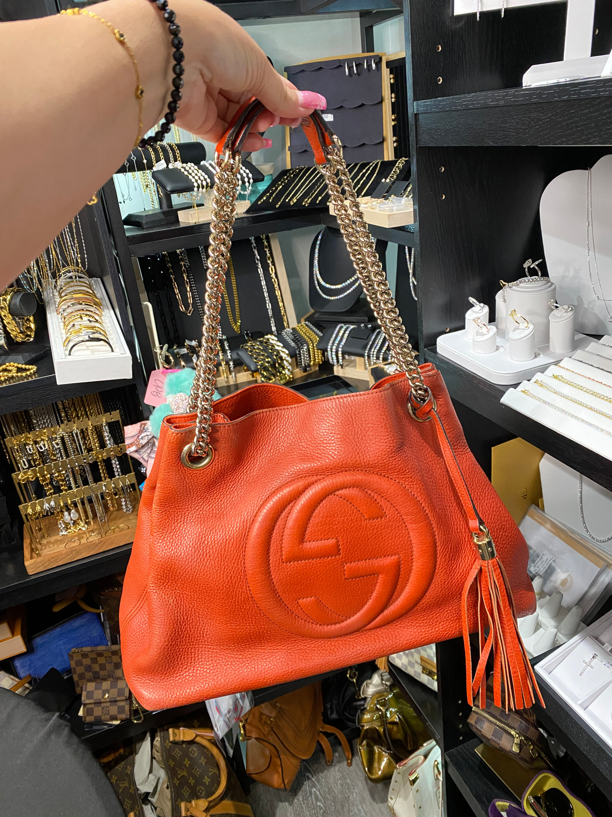 Gucci | Soho Medium Chain Tote | Orange Leather