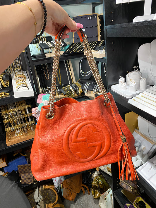 Gucci | Soho Medium Chain Tote | Orange Leather
