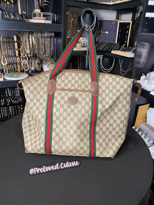 Gucci | Vintage GG Web Large Travel Tote | Coated Canvas