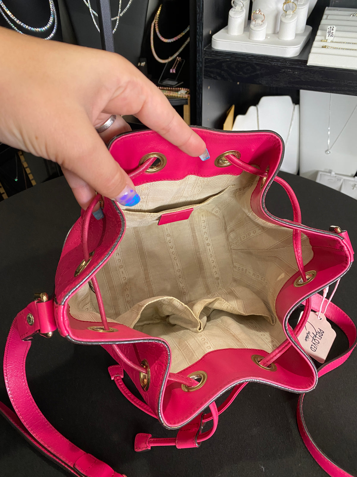 Gucci | Hilary Lux Studded Small Bucket Bag | Blossom Pink Leather