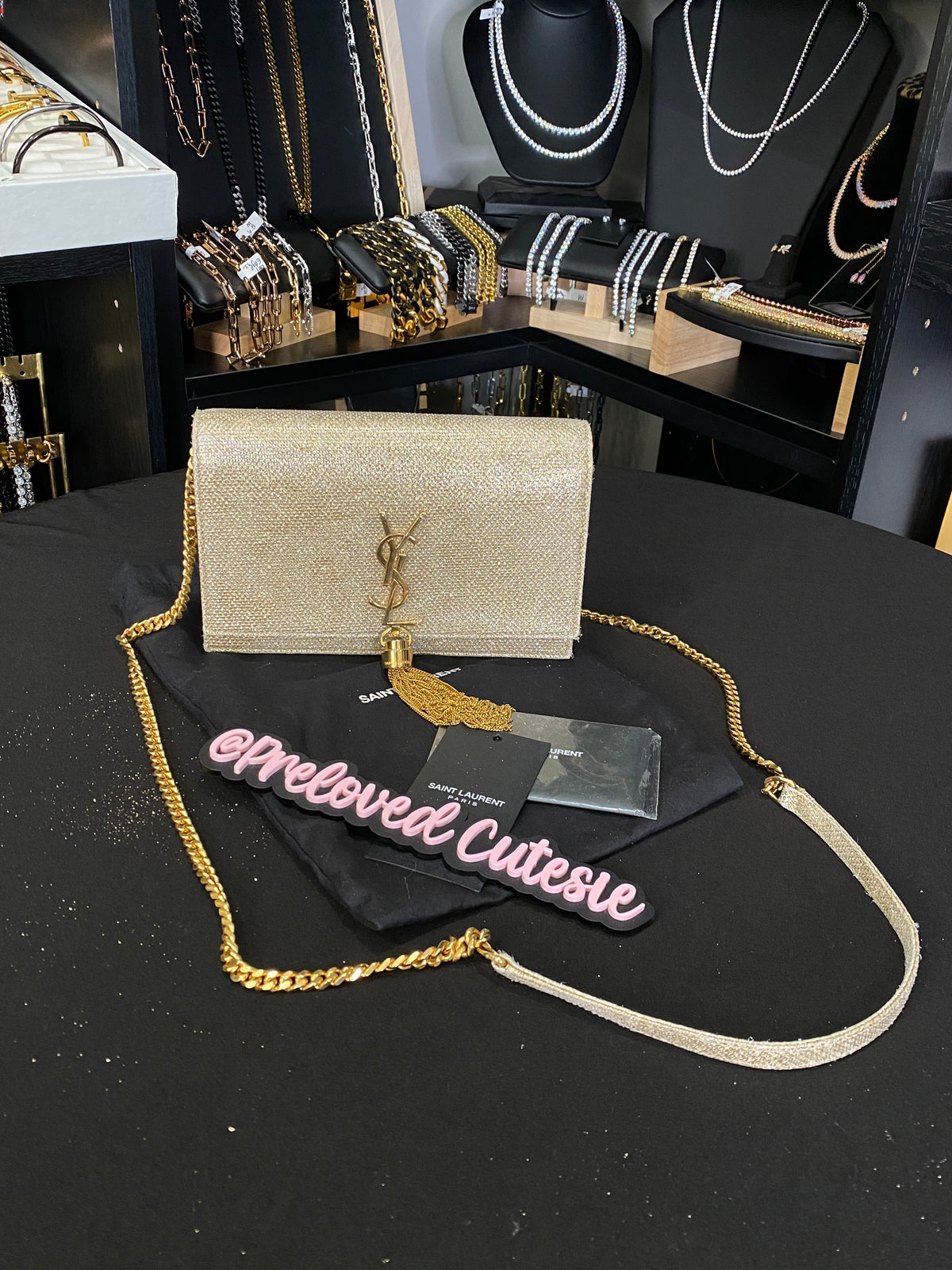 Saint Laurent | Kate Tassel WOC | Champagne Gold Glitter